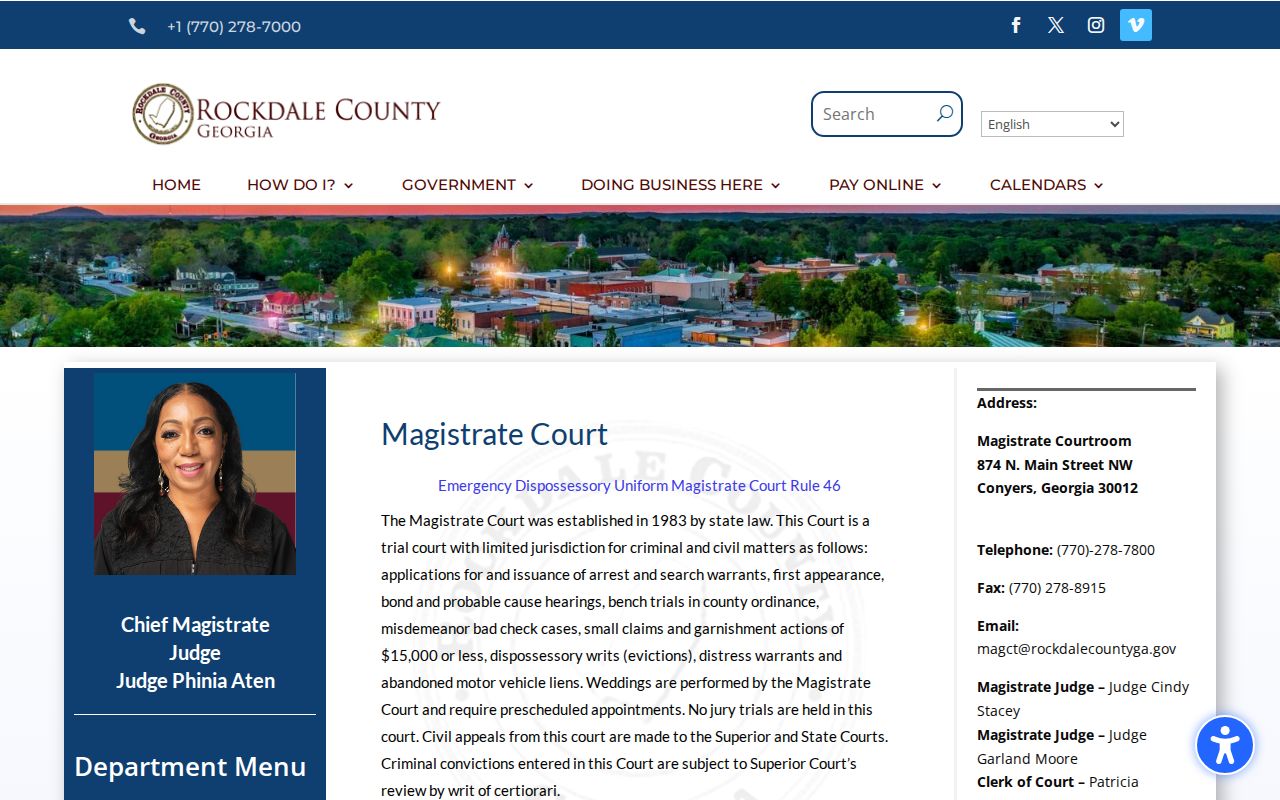 Rockdale County Magistrate Court jurisdiction and forms page